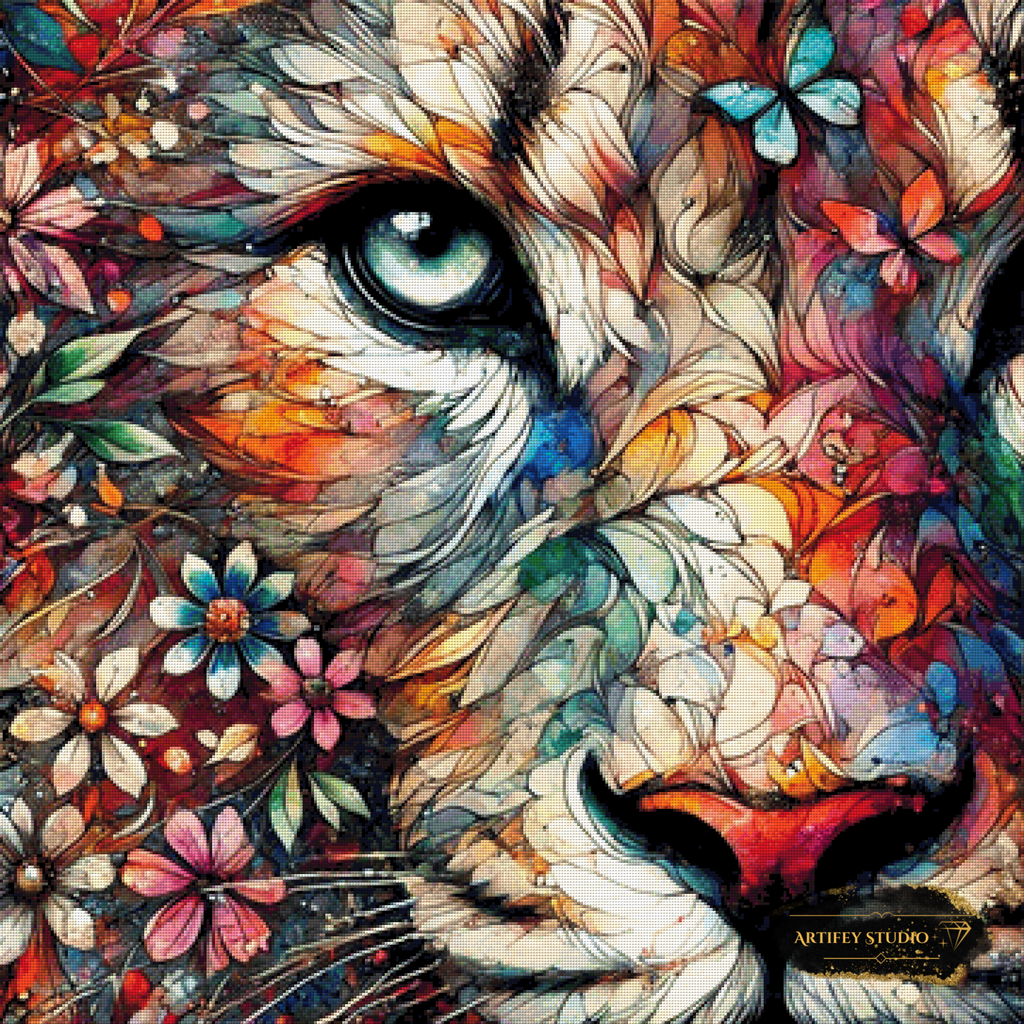 Bunter Löwe by Artifey 90x90 mit 350 Farben - Artifey Studio