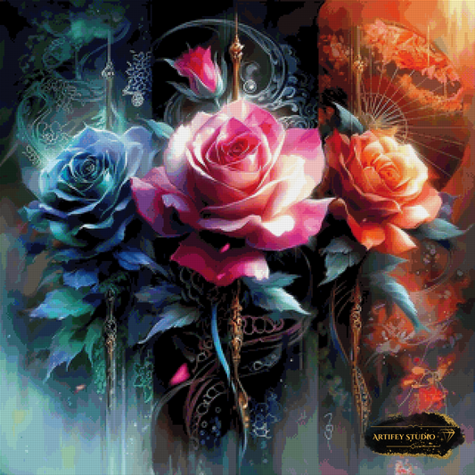 Trinity of Roses by Mirael 80x80 mit 330 Farben
