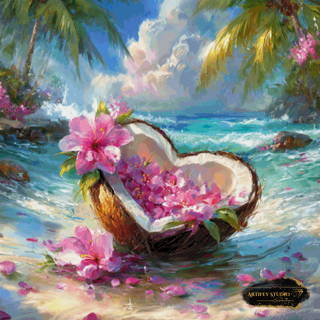 Coconut heart by Artifey 90x90 mit 350 Farben - Artifey Studio