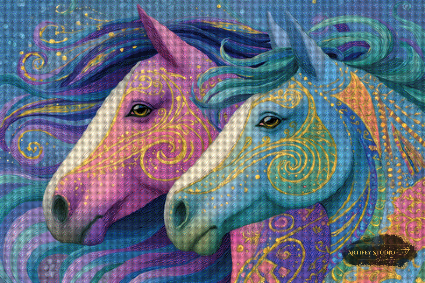 Waving Manes by Salzkatze 120x80 with 250 colors