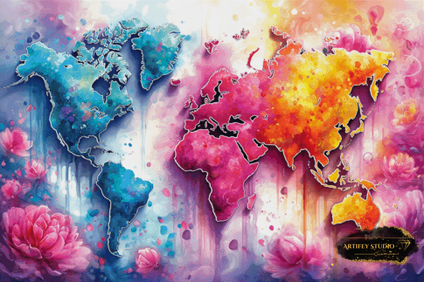 Colorful world map 80x120 with 310 colors