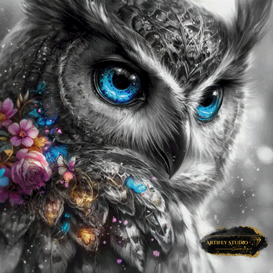 Blue Eyes Owl by Artifey 80x80 mit 200 Farben - Artifey Studio