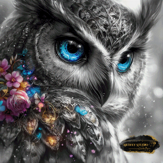 Blue Eyes Owl by Artifey 80x80 mit 200 Farben