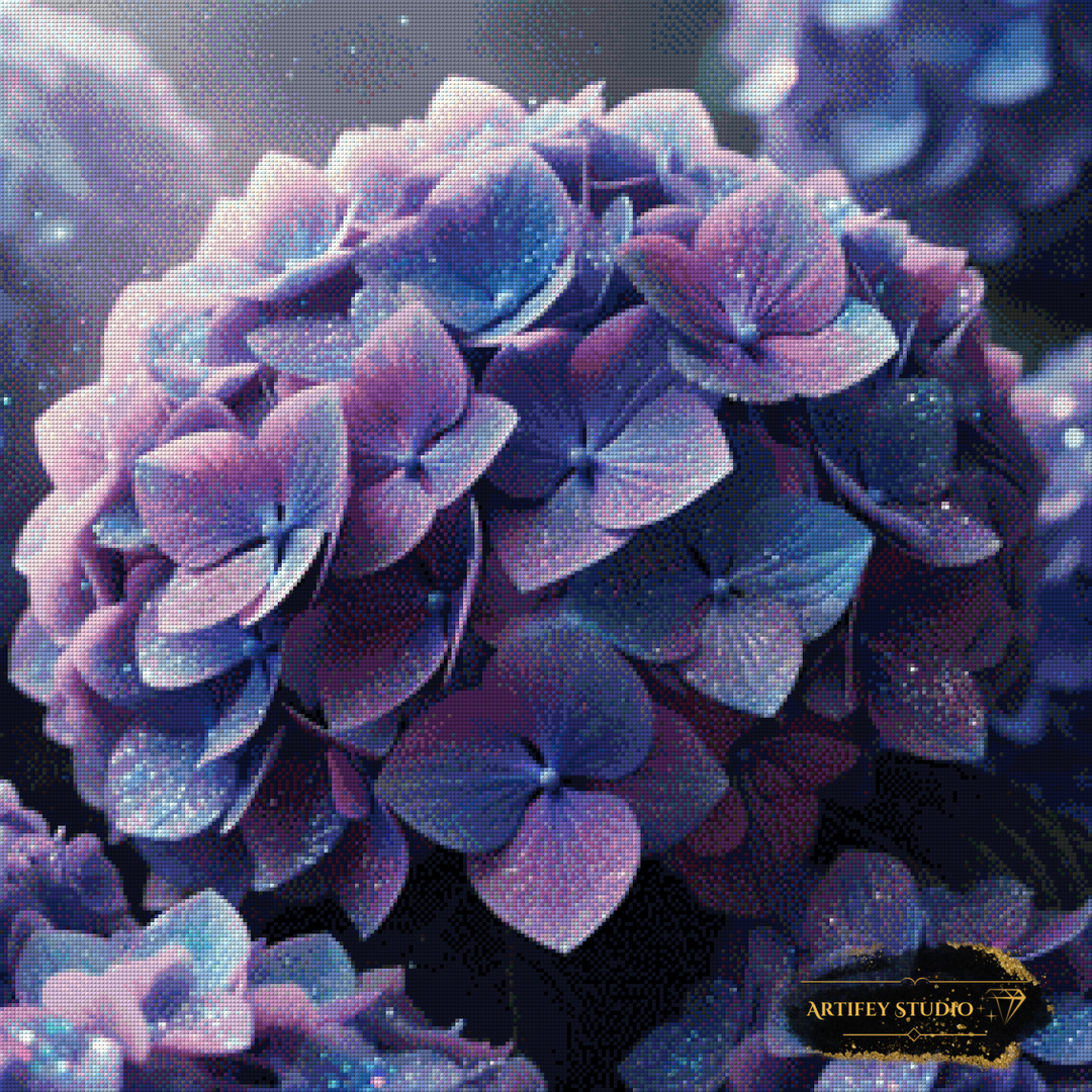 Blaue Hortensie by Diynamite 70x70 mit 100 Farben - Artifey Studio