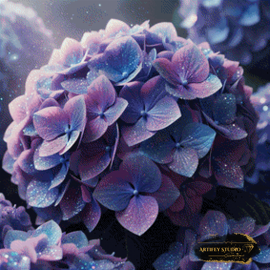 Blaue Hortensie by Diynamite 70x70 mit 100 Farben