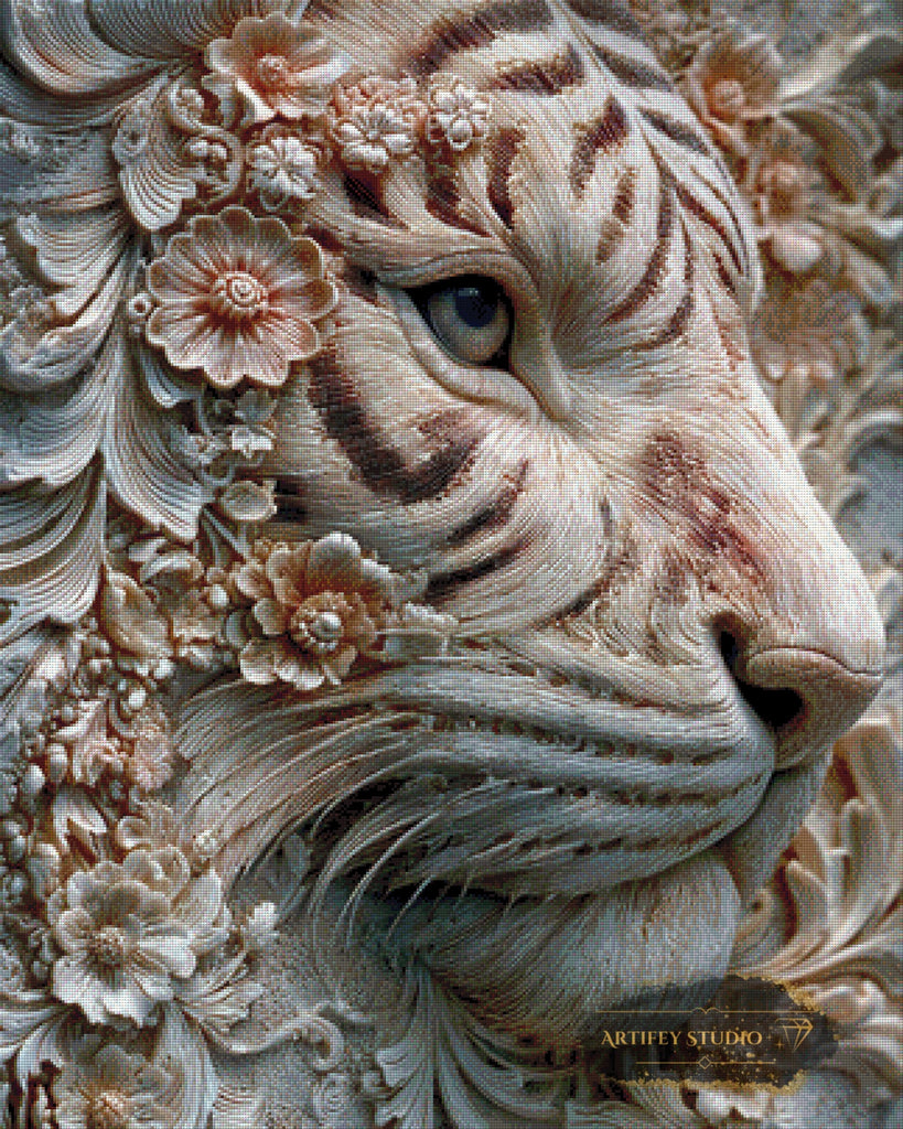 Tigris in Relevo by Morrigan 80x100 mit 130 Farben - Artifey Studio