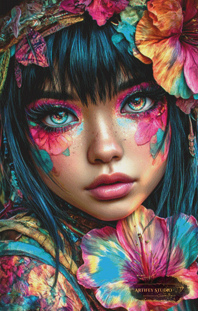 Neon Lady by Lexxa 70x110 mit 350 Farben Artifey Studio