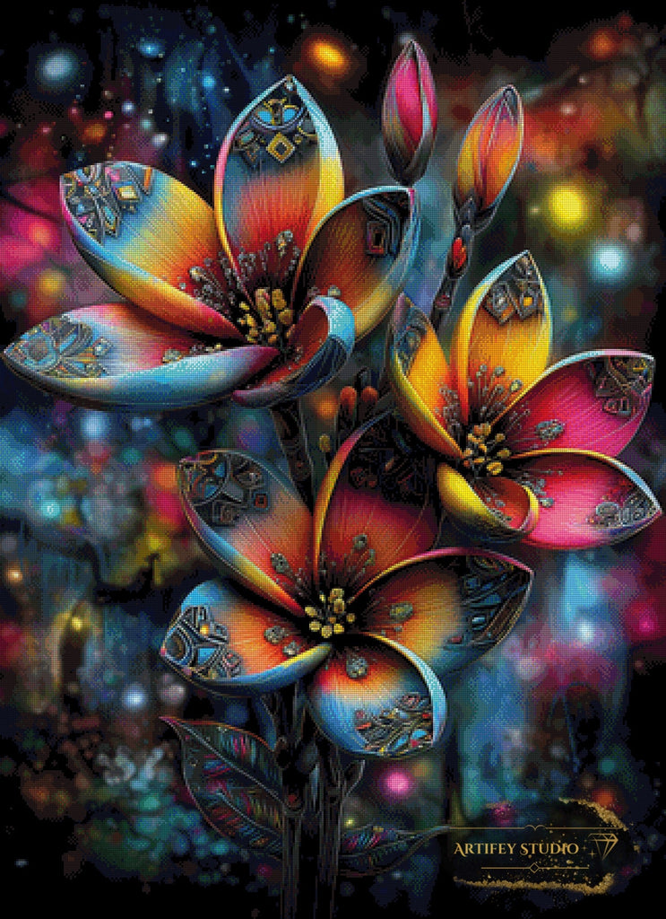 Blüten des Regenbogens by Morrigan 80x110 mit 290 Farben Artifey Studio