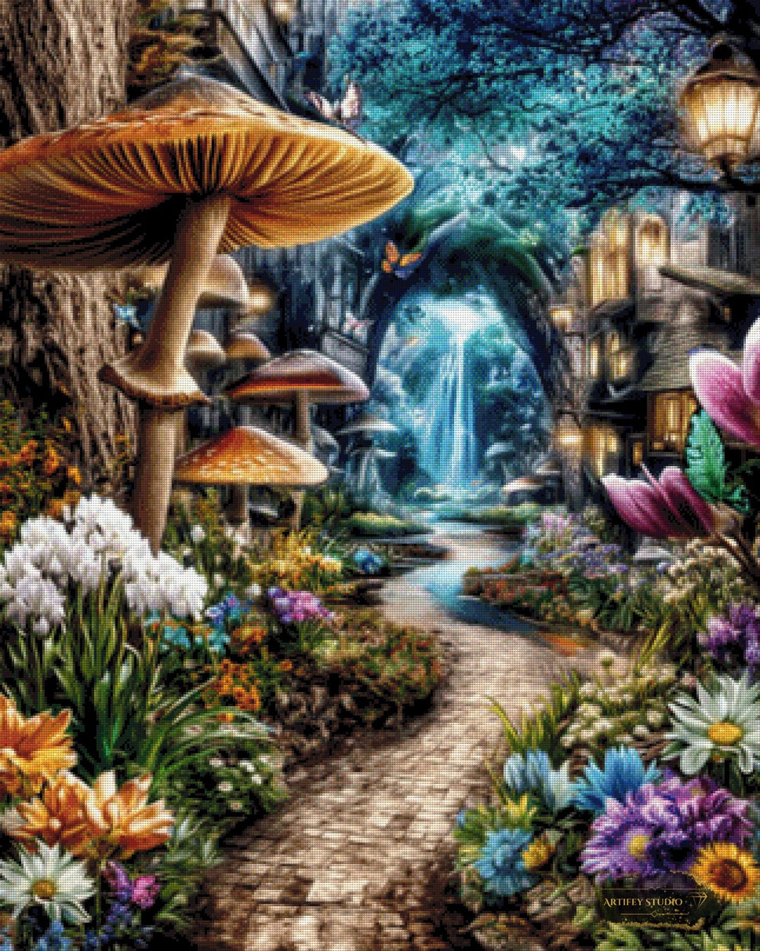 Pilzwunderland by Mirael 80x100 mit 310 Farben Artifey Studio