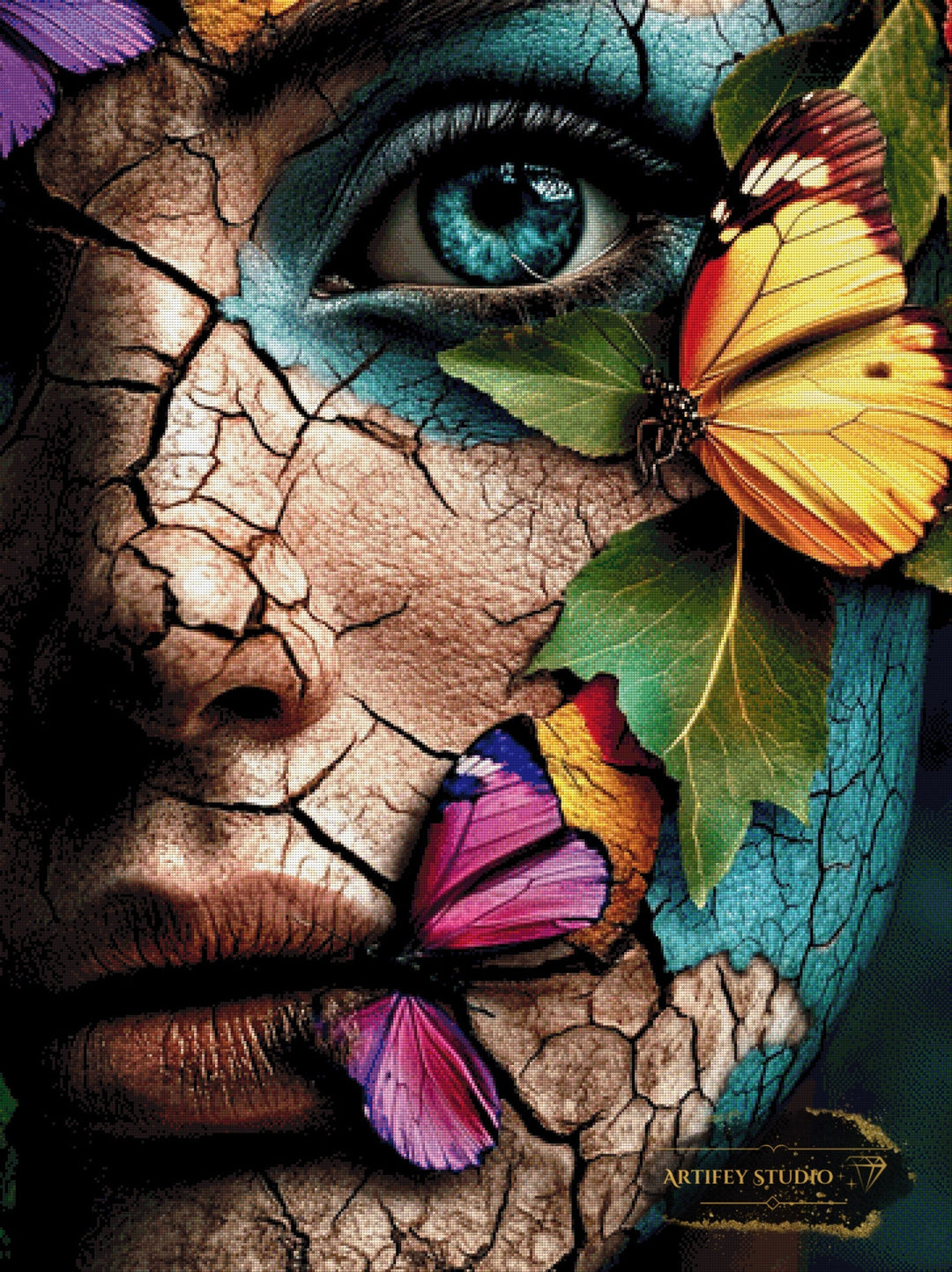 Butterfly Face by Artifey 90x120 mit 310 Farben Artifey Studio