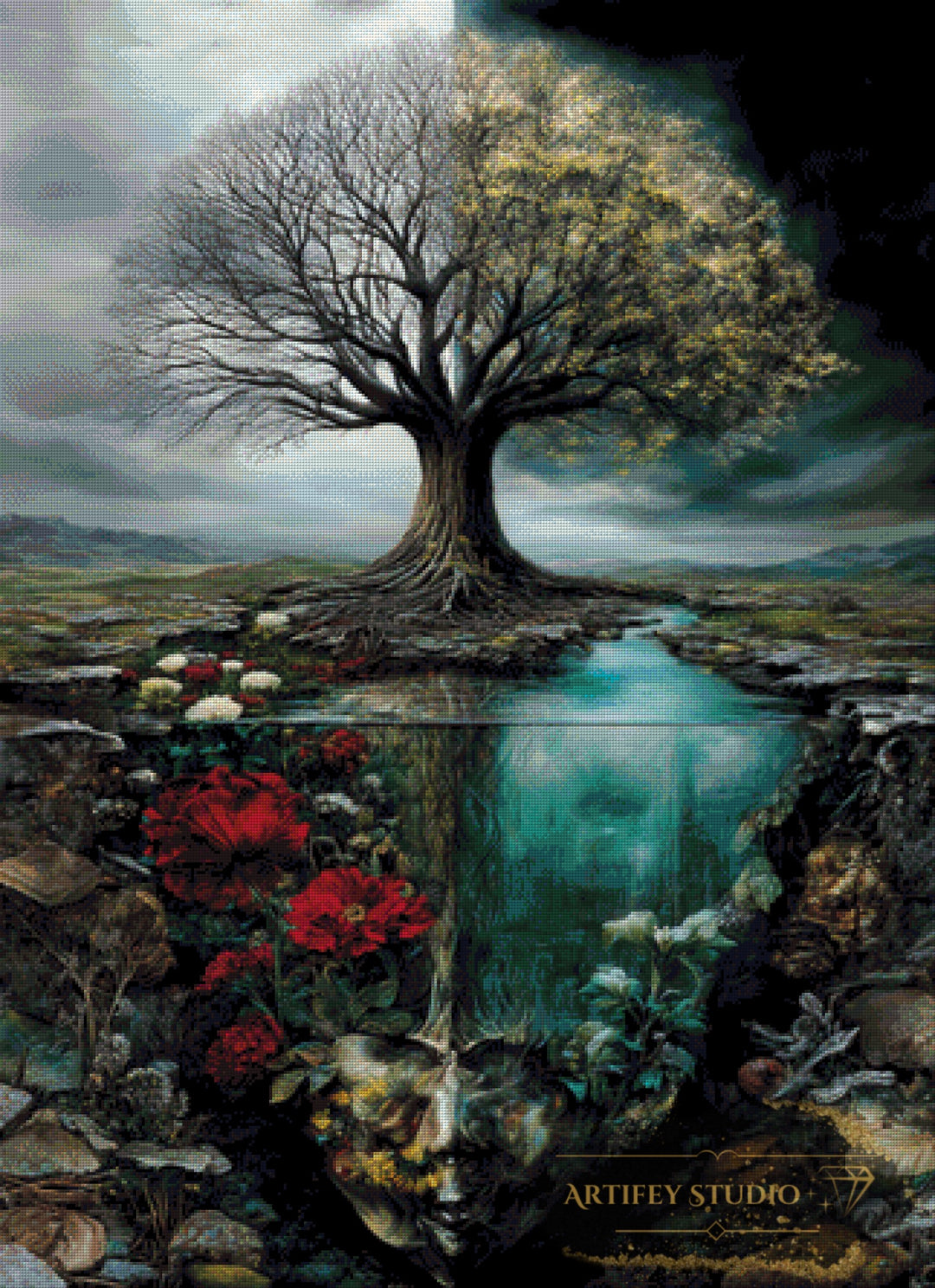 Tree of dual realms by Skyler 80x110 mit 170 Farben - Artifey Studio