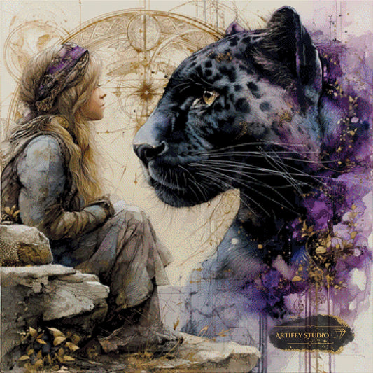 Clare and the Black Panther by Lexxa 90x90 mit 130 Farben