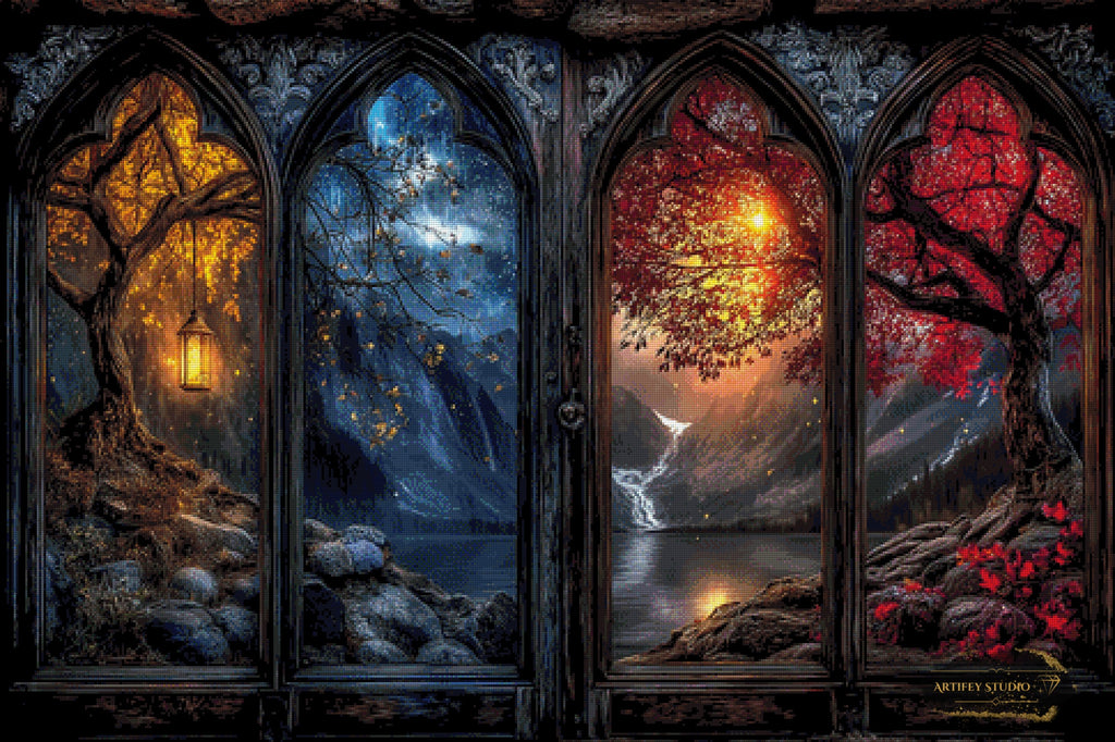 Windows of the 4 Seasons by Skyler 120x80 mit 220 Farben - Artifey Studio
