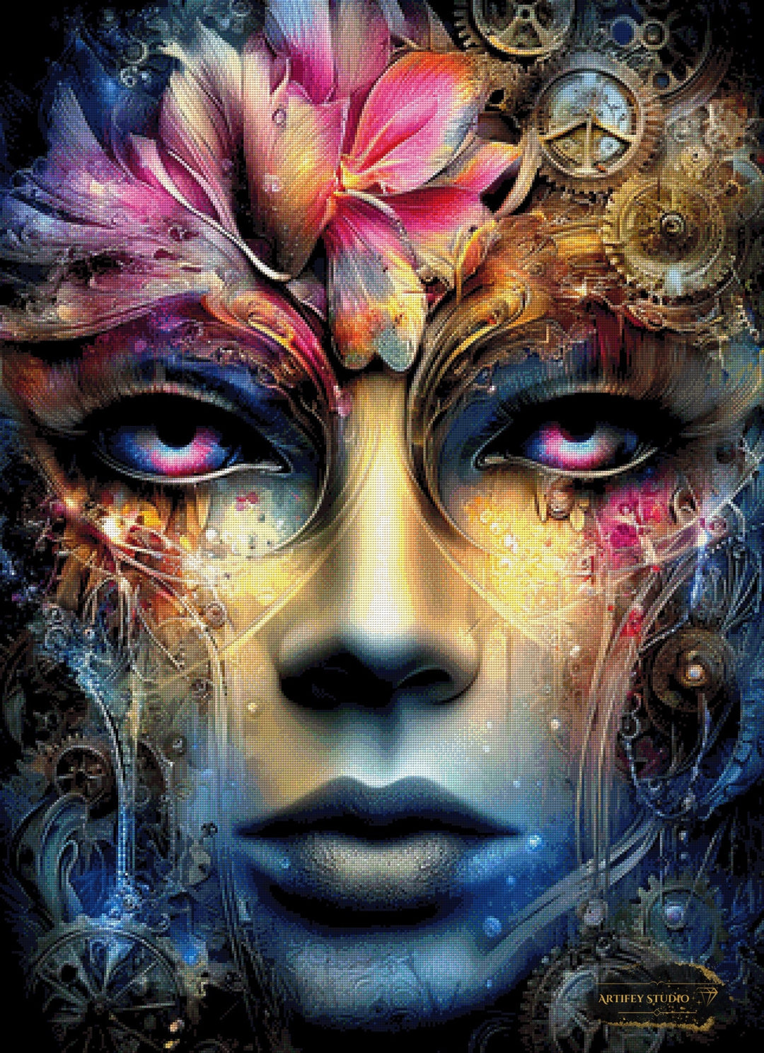 Cyber-Floris by Morrigan 80x110 mit 360 Farben Artifey Studio
