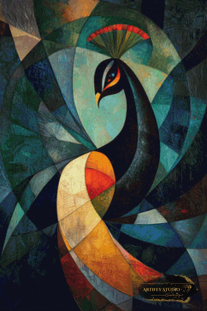 Abstract Peacock II by Morrigan 60x90 mit 160 Farben Artifey Studio