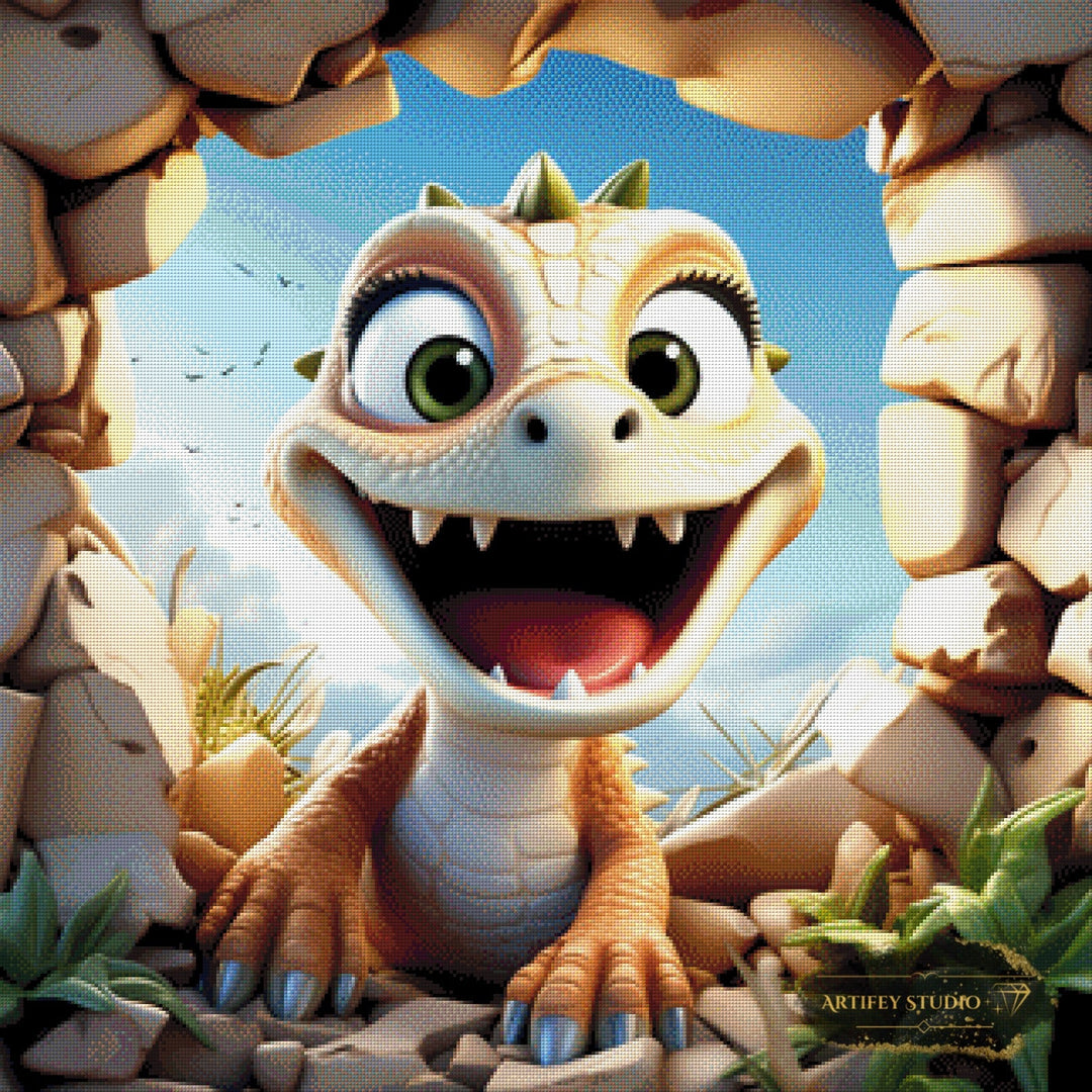 Happy Dino by Pixxchicks 80x80 mit 260 Farben Artifey Studio