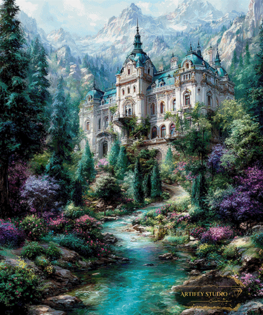 Castle in the Alps by Skyler 100x120 mit 250 Farben - Artifey Studio