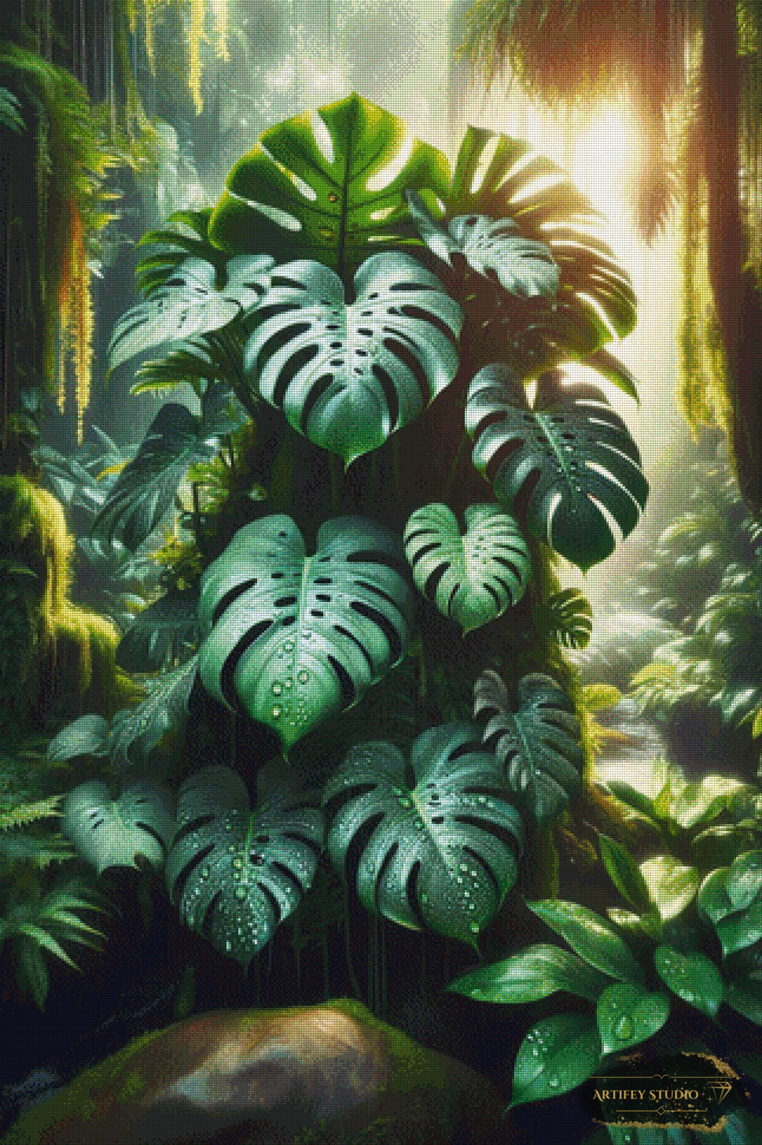 Monstera Aura by Diynamite 80x120 mit 170 Farben - Artifey Studio
