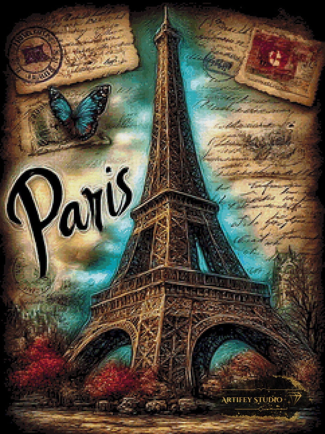 Postcard from Paris by Skyler 60x80 mit 180 Farben Artifey Studio