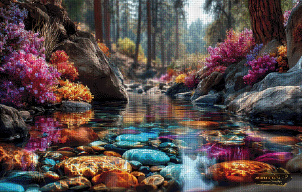 The gemstone river by Mirael 110x70 mit 330 Farben - Artifey Studio