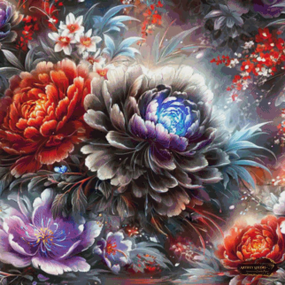 Blüten im Schattenlicht by Mirael 80x80 mit 270 Farben - Artifey Studio