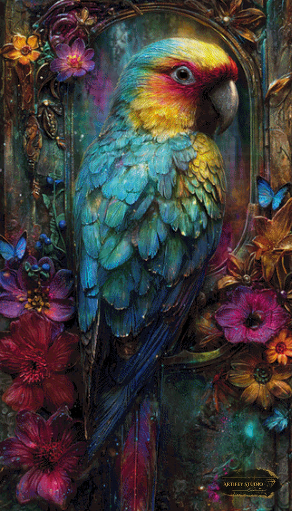 Colorful parrot by Morrigan 80x140 mit 310 Farben - Artifey Studio