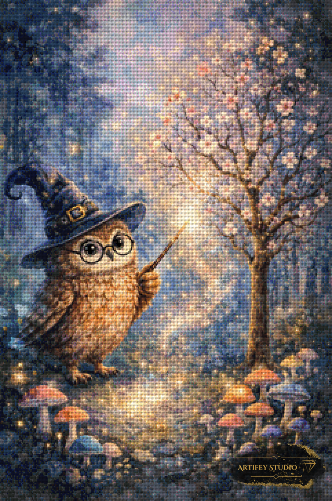 Búho Brujo Luminara de Pixxchicks 60x90 con 170 colores