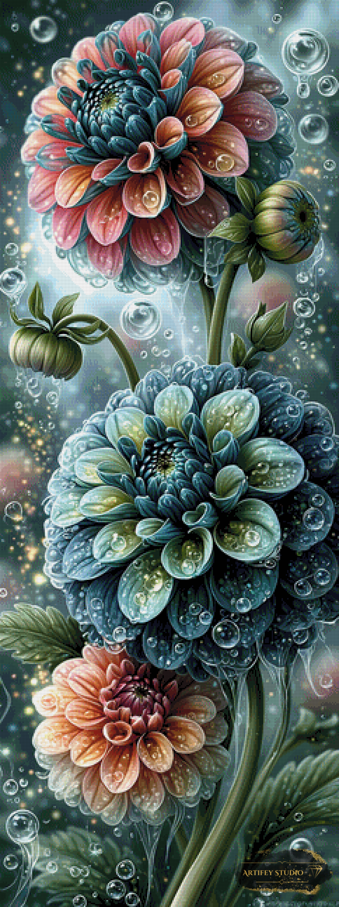 Aqua Dahlia by Skyler 60x160 mit 260 Farben