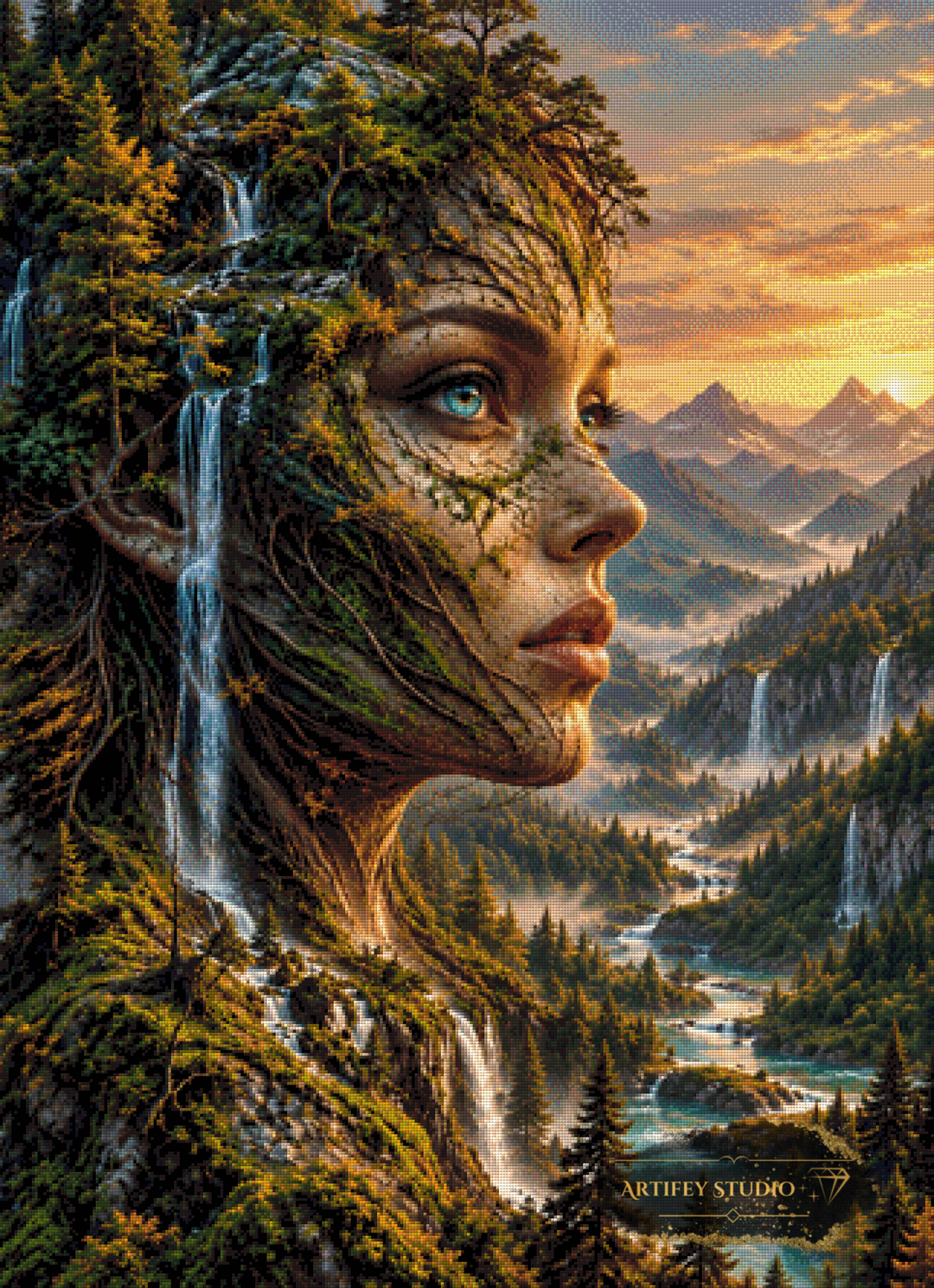 Die Wächterin der Wasserfälle by Saphira 80x110 mit 190 Farben