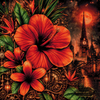 Scharlachmond über dem Hibiskus by Lexxa 100x100 mit 130 Farben