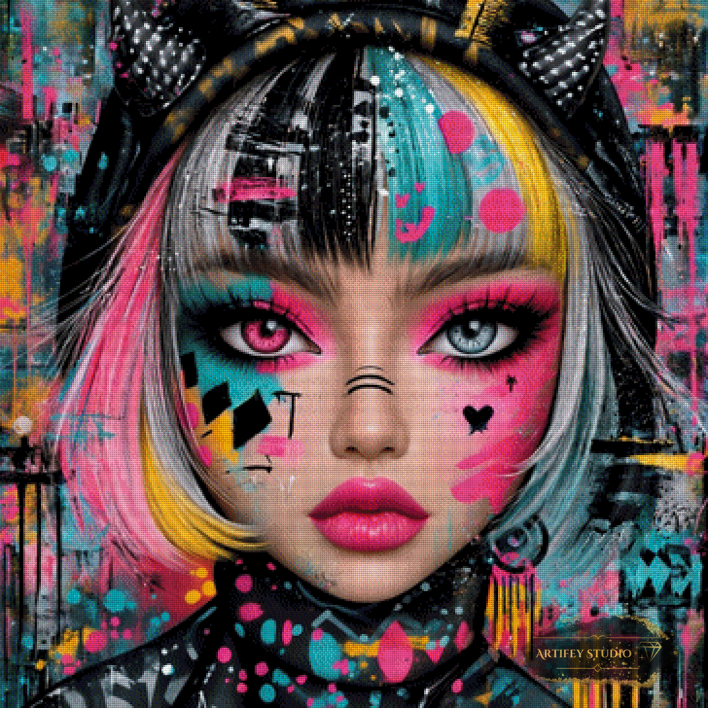 Punk, Pink & Paint Splatters by Lexxa 90x90 with 320 colors