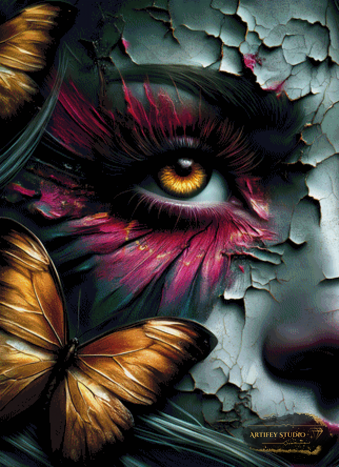The Gaze of the Moth by Pixxchicks 80x110 with 230 colors