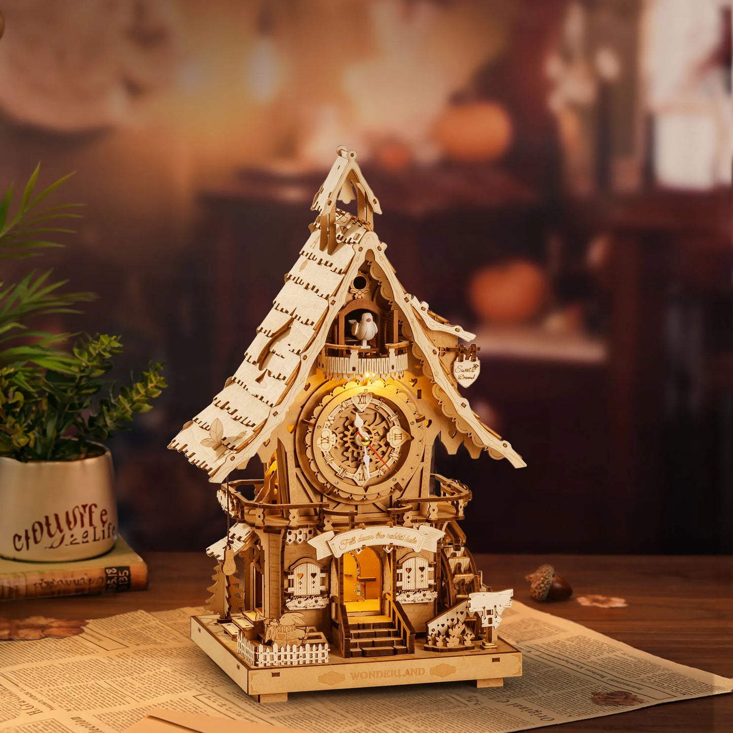Kuckucksuhr (Holzfarbe) 3D Puzzle