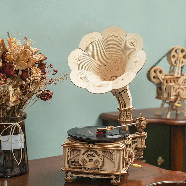 Klassisches Grammophon (Elektrischer Drehmodus & Handdrehmodus) 3D Puzzle