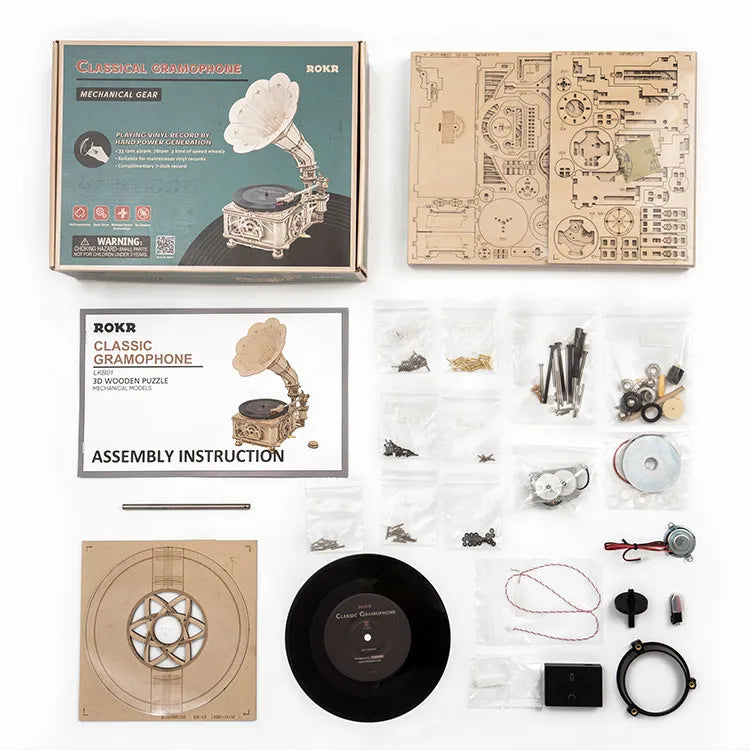 Klassisches Grammophon (Elektrischer Drehmodus & Handdrehmodus) 3D Puzzle