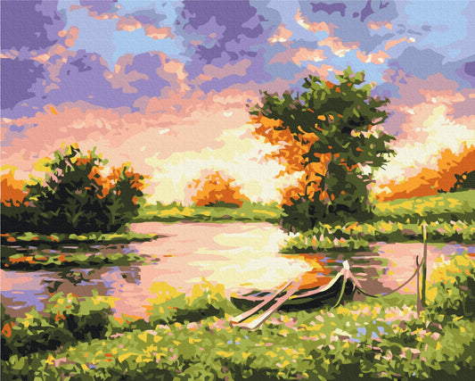 Premium Paint by Numbers “Sunset at the Lake”
