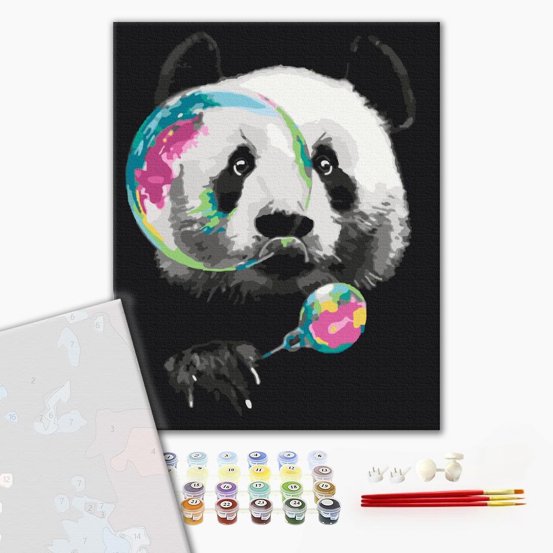 Premium Paint by Numbers “Panda with a Bottle”