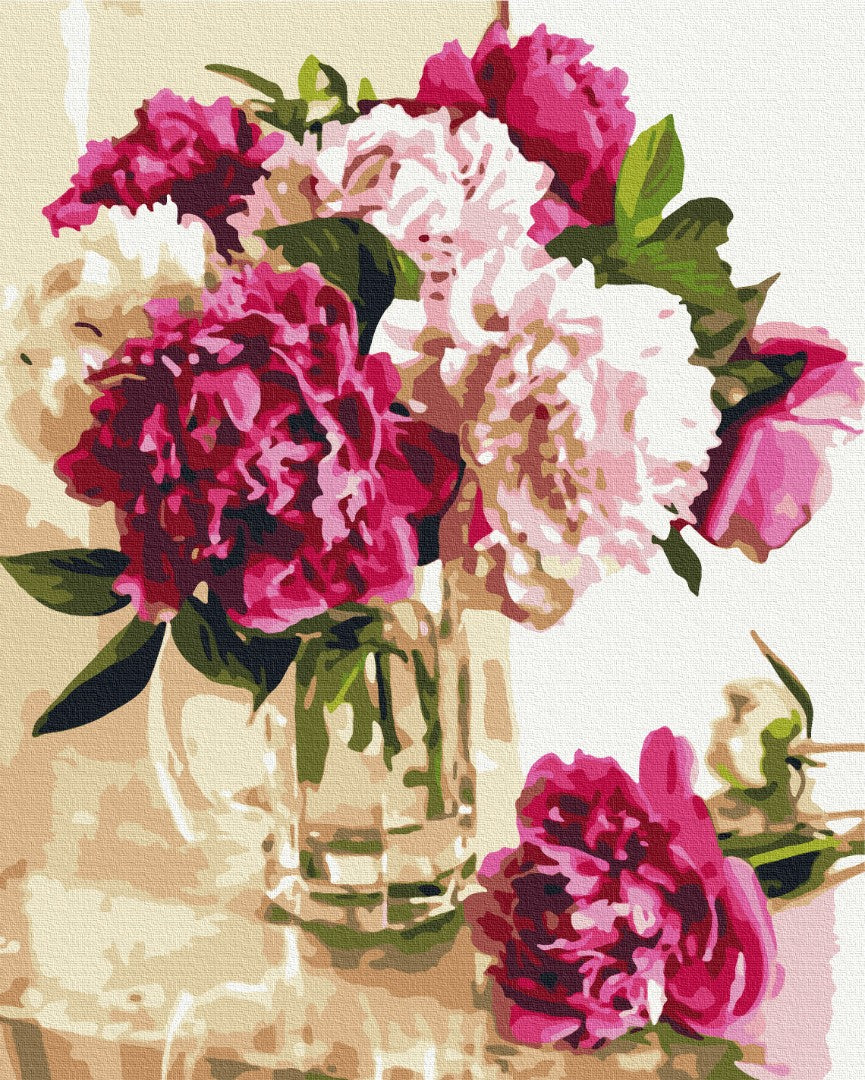 Premium Paint by Numbers "Delicate Peonies in a Glass Vase"