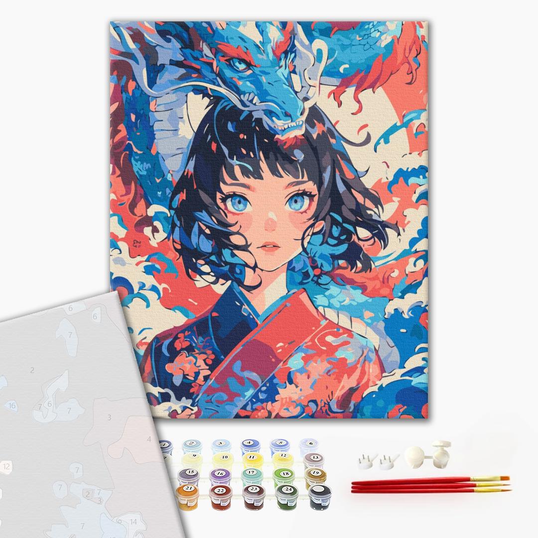 Premium Malen nach Zahlen „Das Mädchen, das ein Drache wurde“