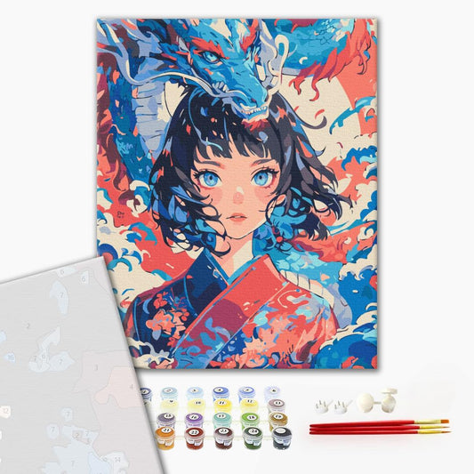 Premium Malen nach Zahlen „Das Mädchen, das ein Drache wurde“