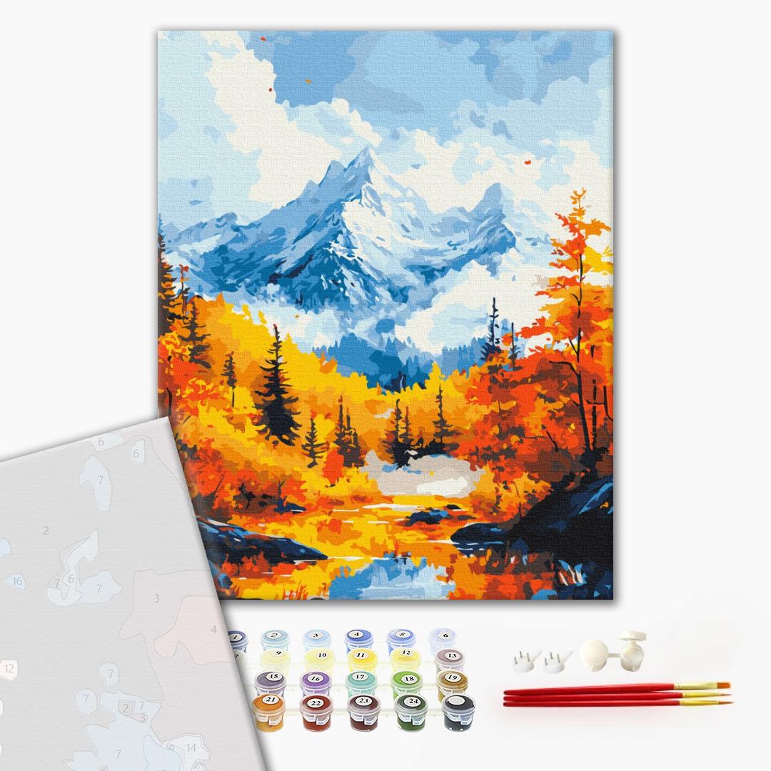 Premium Malen nach Zahlen „Goldener Herbst in den Bergen“