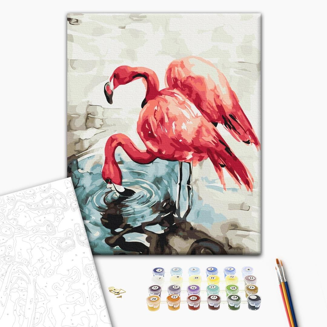 Malen nach Zahlen „Aquarellflamingos © Karolina Bundash“