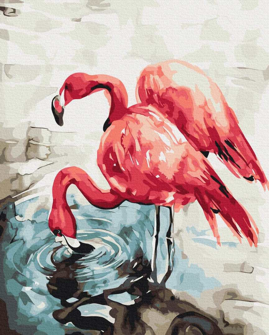 Malen nach Zahlen „Aquarellflamingos © Karolina Bundash“