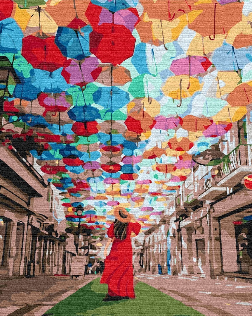 Premium Malen nach Zahlen „Alley of umbrellas“